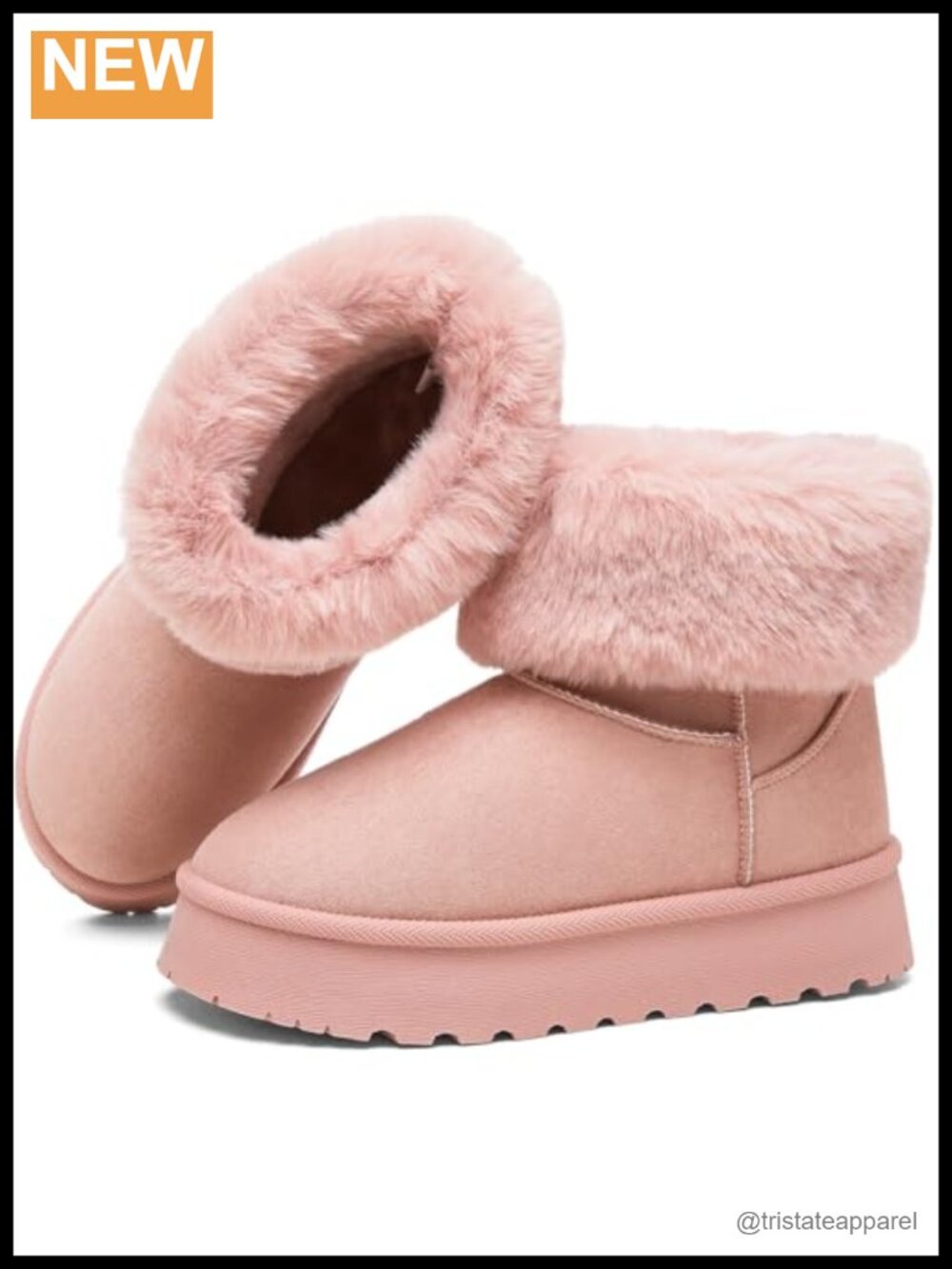 Womens Faux Suede Ankle Booties Faux Fur Lined Winter Snow Boots Pull On